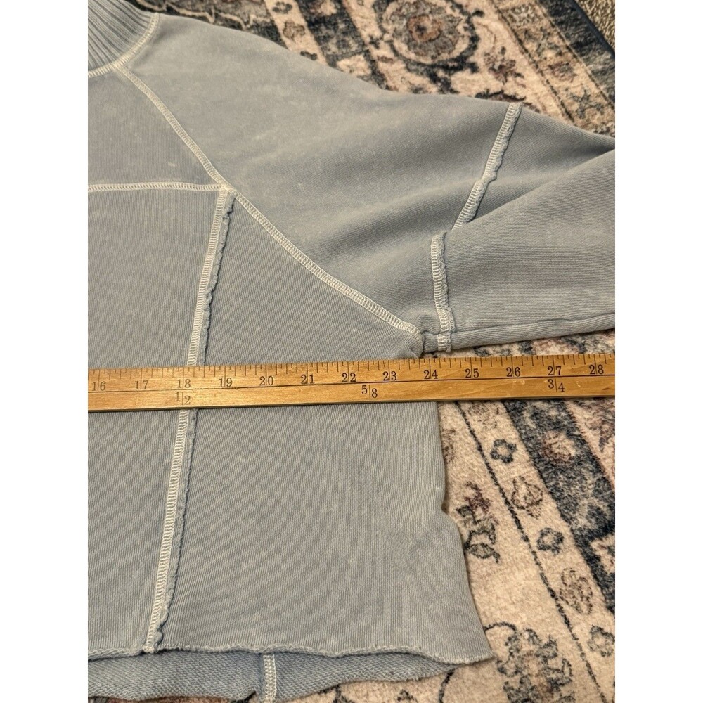 Aerie New Heights Sweatshirt Blue Womens Cropped Turtleneck Oversized Medium - Picture 7 of 9